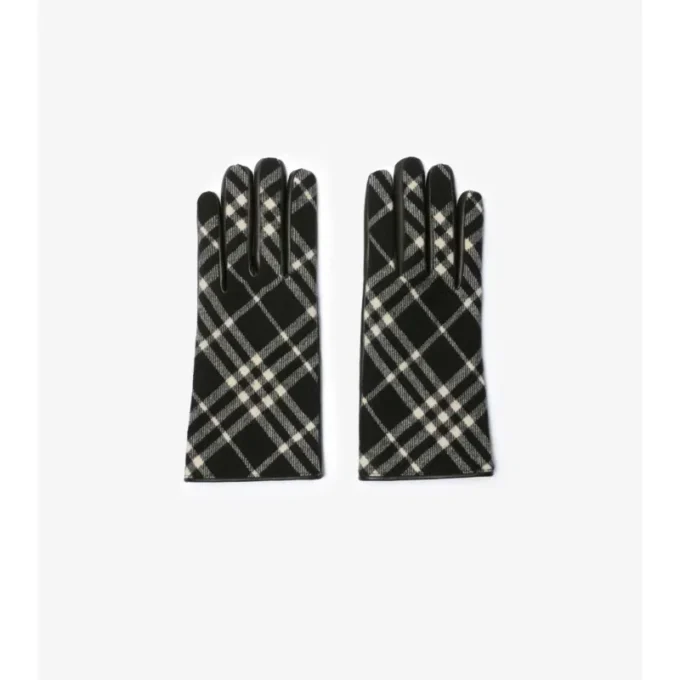 Guantes de lana y cachemira con estampado de cuadros
