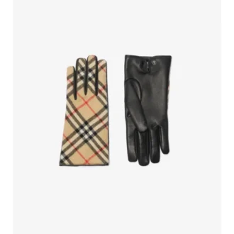 Guantes de lana y cachemira con estampado de cuadros