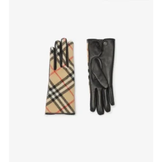 Guantes de lana y cachemira con estampado de cuadros