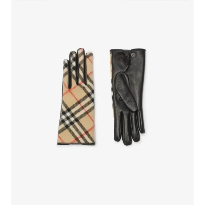 Guantes de lana y cachemira con estampado de cuadros Guantes de lana y cachemira con estampado de cuadros