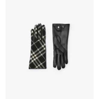 Guantes de lana y cachemira con estampado de cuadros