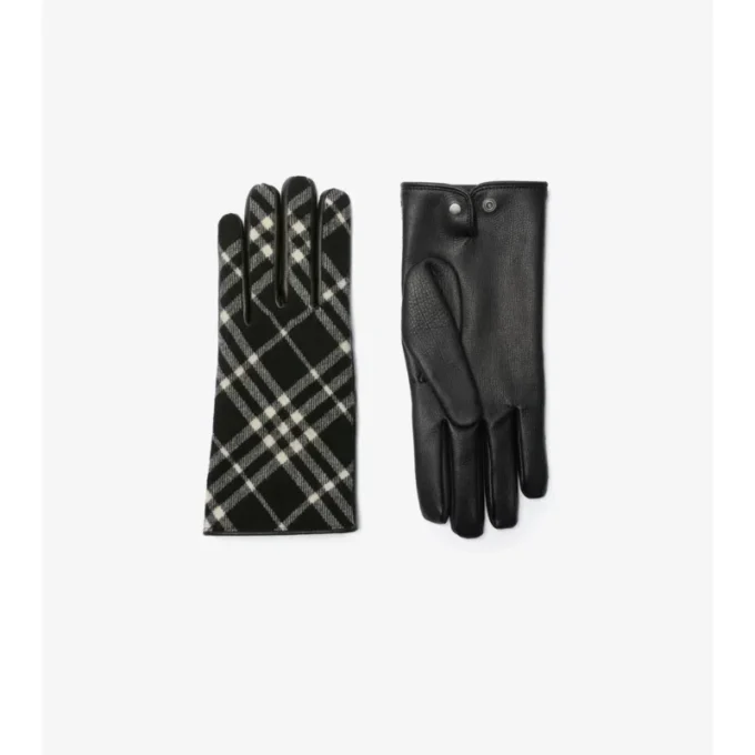 Guantes de lana y cachemira con estampado de cuadros