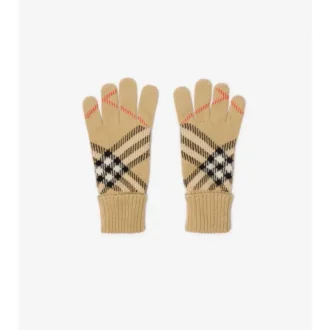 Guantes de mezcla de cachemira con estampado de cuadros