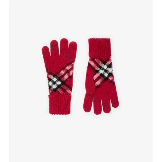 Guantes de mezcla de cachemira con estampado de cuadros