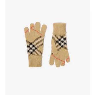 Guantes de mezcla de cachemira con estampado de cuadros
