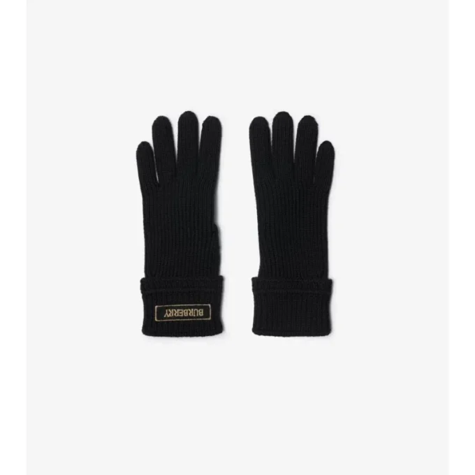 Guantes de mezcla de lana con parche con el logotipo Guantes de mezcla de lana con parche con el logotipo