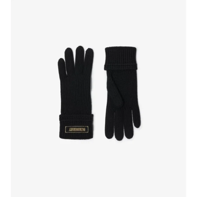 Guantes de mezcla de lana con parche con el logotipo Guantes de mezcla de lana con parche con el logotipo