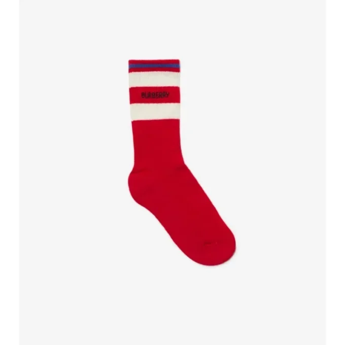 Juego de dos pares de calcetines de mezcla de algodón con rayas y logotipo Juego de dos pares de calcetines de mezcla de algodón con rayas y logotipo