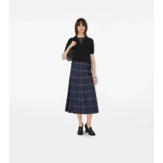 Kilt midi de lana a cuadros Kilt midi de lana a cuadros