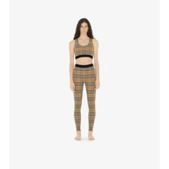 Leggings de jersey elástico con estampado de cuadros Leggings de jersey elástico con estampado de cuadros