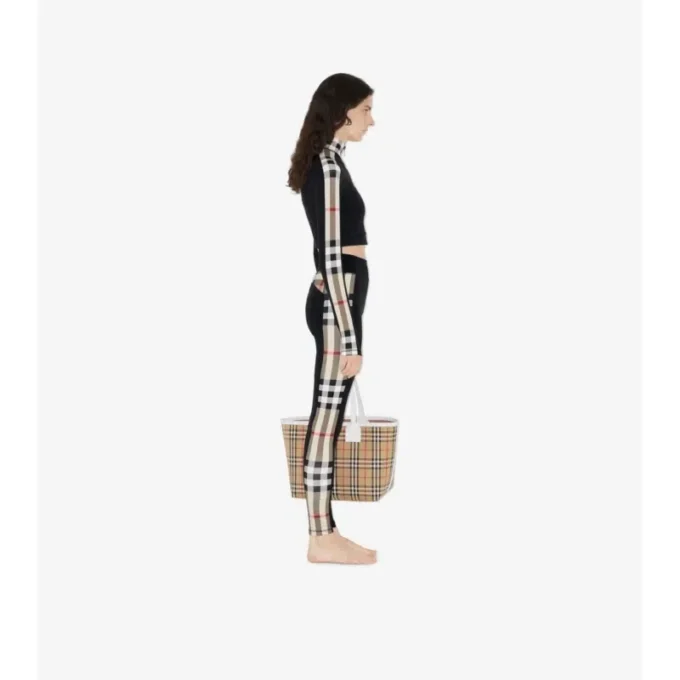 Leggings de jersey elástico con ribetes de cuadros Leggings de jersey elástico con ribetes de cuadros