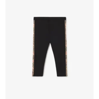 Leggings de nailon con ribetes de cuadros