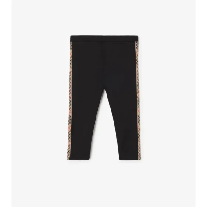 Leggings de nailon con ribetes de cuadros Leggings de nailon con ribetes de cuadros