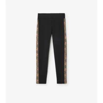 Leggings de nailon con ribetes de cuadros