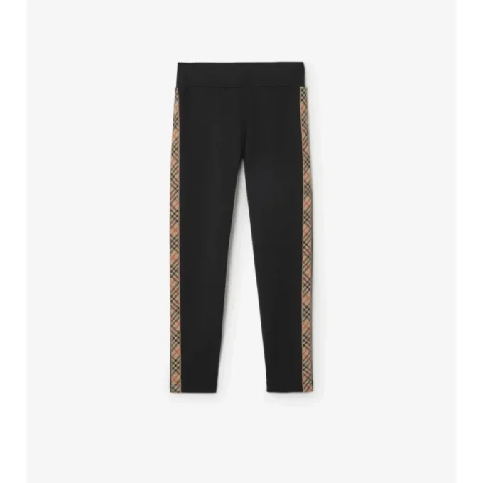 Leggings de nailon con ribetes de cuadros