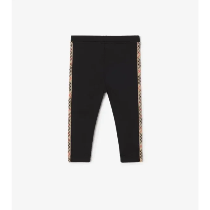 Leggings de nailon con ribetes de cuadros Leggings de nailon con ribetes de cuadros