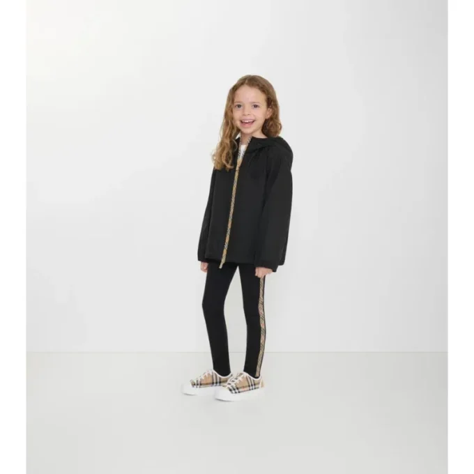 Leggings de nailon con ribetes de cuadros