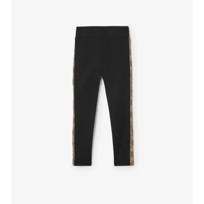 Leggings de nailon con ribetes de cuadros