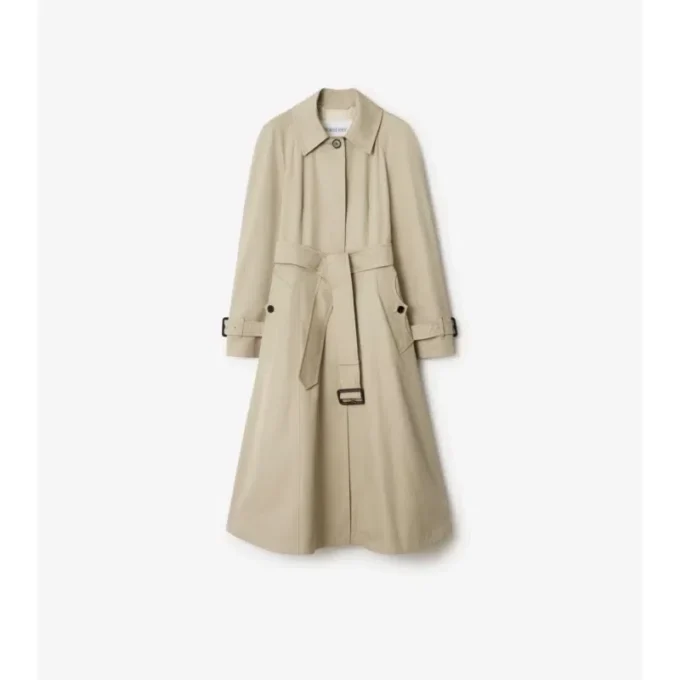 Long Gabardine Ellingham Fit-And-Flare Car Coat