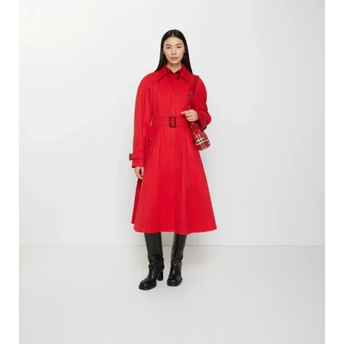 Long Gabardine Ellingham Fit-And-Flare Car Coat