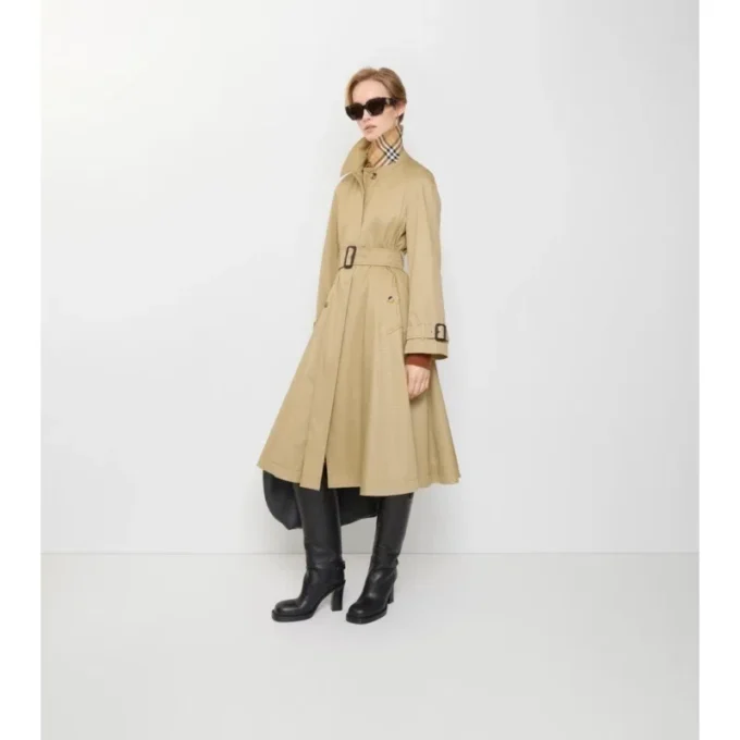 Long Gabardine Ellingham Fit-And-Flare Car Coat