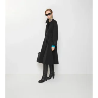 Long Gabardine Ellingham Fit-And-Flare Car Coat