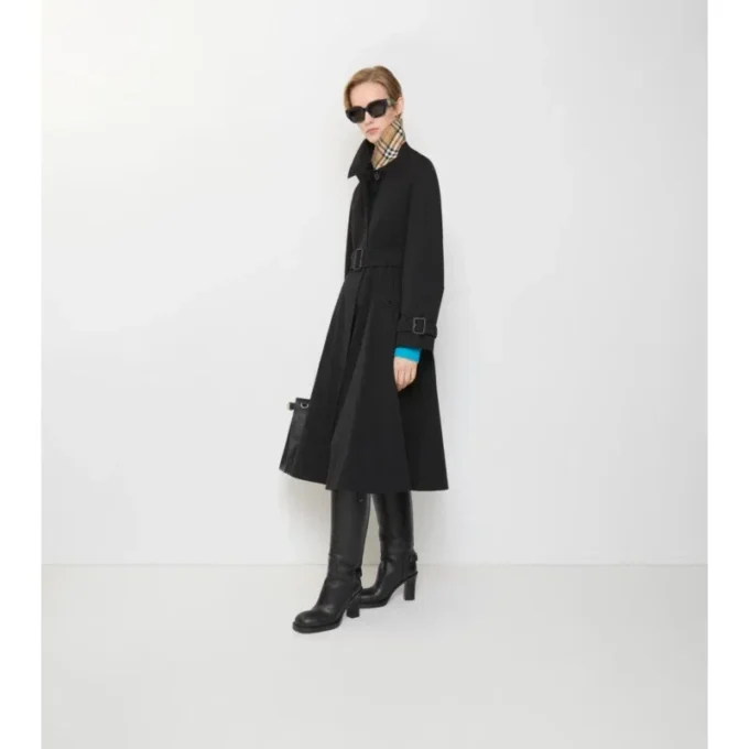 Long Gabardine Ellingham Fit-And-Flare Car Coat