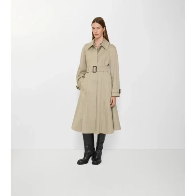 Long Gabardine Ellingham Fit-And-Flare Car Coat