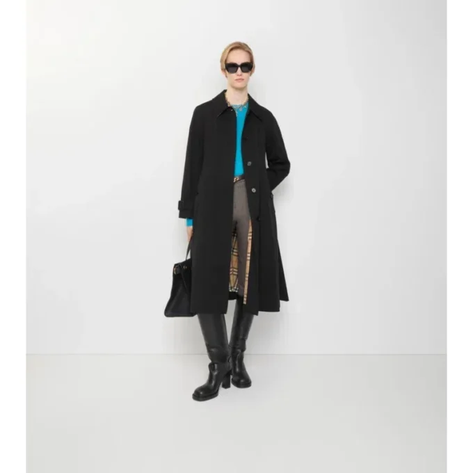 Long Gabardine Ellingham Fit-And-Flare Car Coat