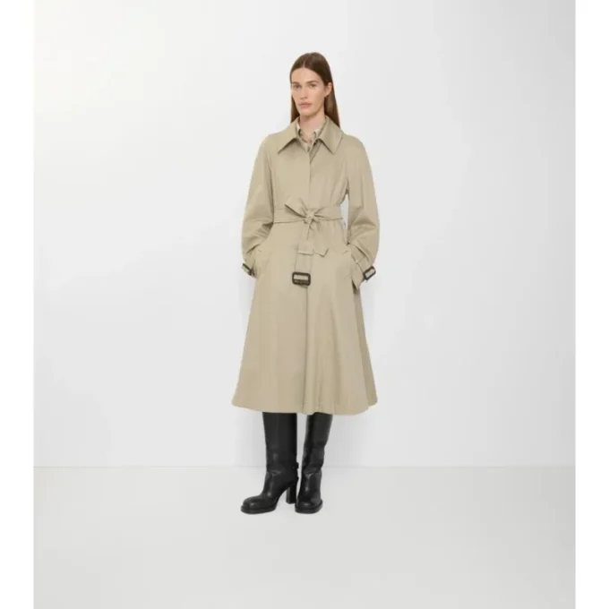 Long Gabardine Ellingham Fit-And-Flare Car Coat