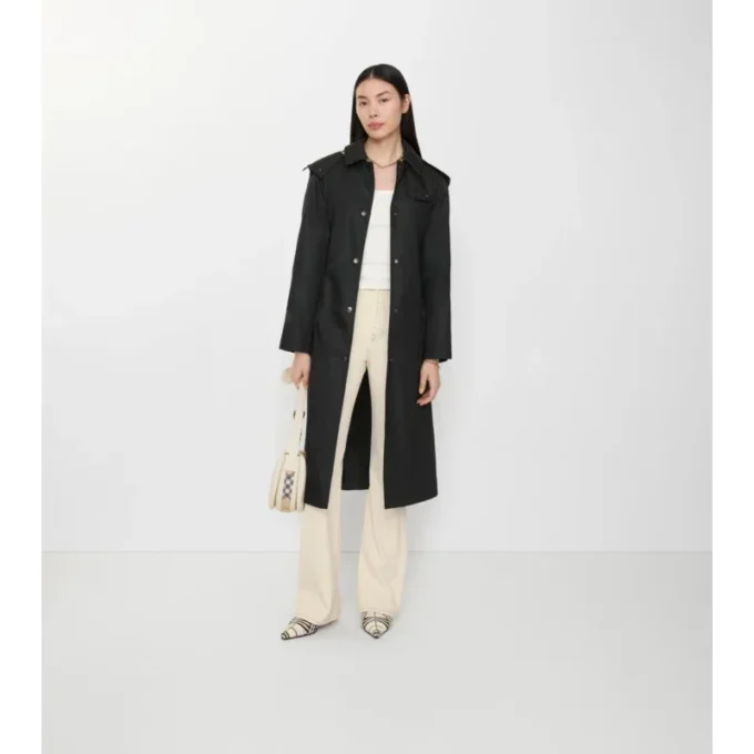 Long Nylon Car Coat with Hood