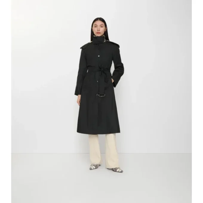 Long Nylon Car Coat with Hood