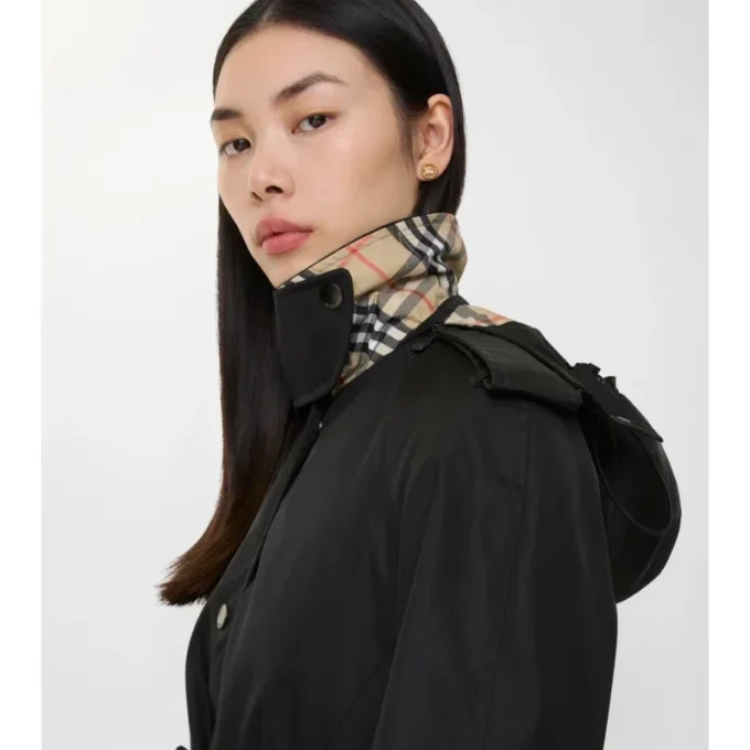 Long Nylon Car Coat with Hood