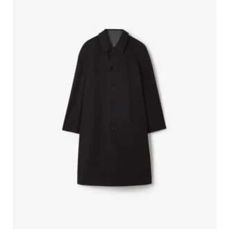 Long Reversible Check Wool Parkbury Car Coat