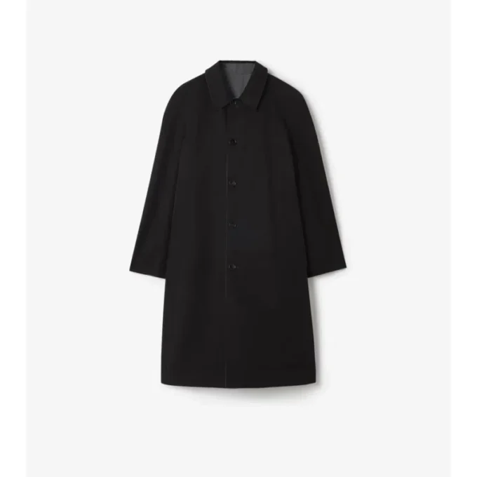 Long Reversible Check Wool Parkbury Car Coat Long Reversible Check Wool Parkbury Car Coat
