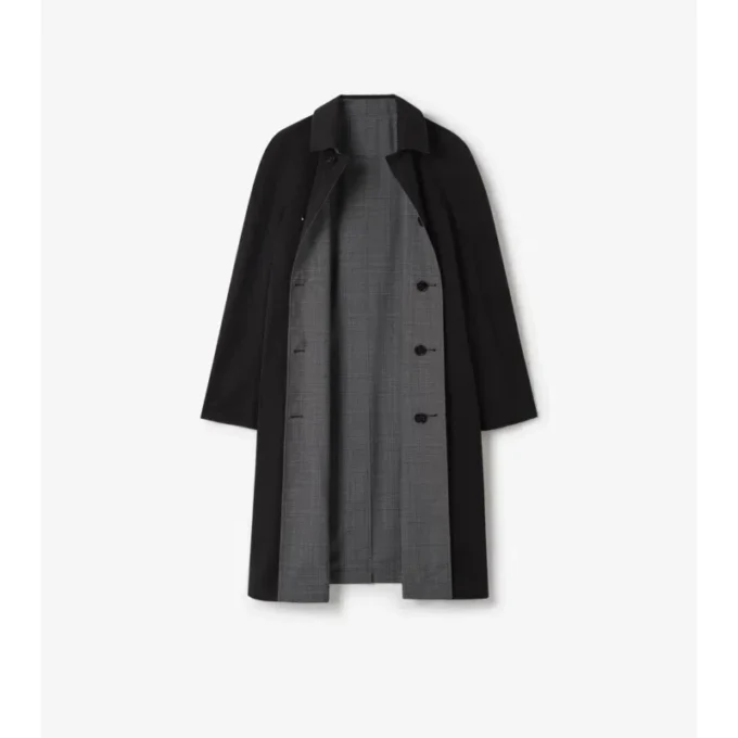 Long Reversible Check Wool Parkbury Car Coat Long Reversible Check Wool Parkbury Car Coat