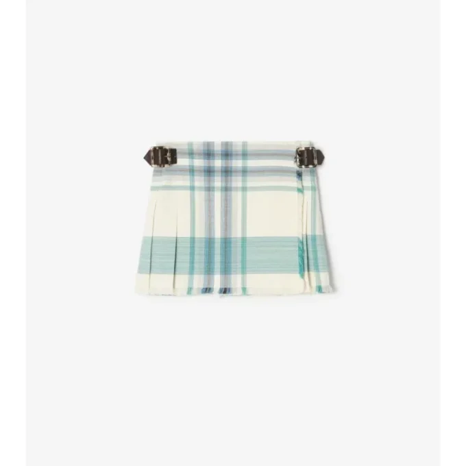 Mini kilt de mezcla de viscosa con estampado de cuadros