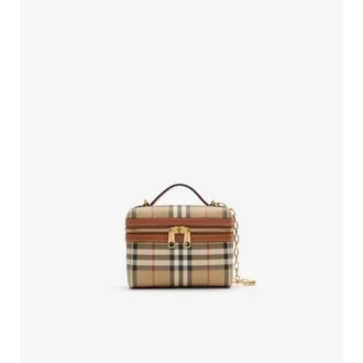 Mini neceser con estampado de cuadros
