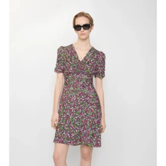 Minivestido de seda con estampado floral
