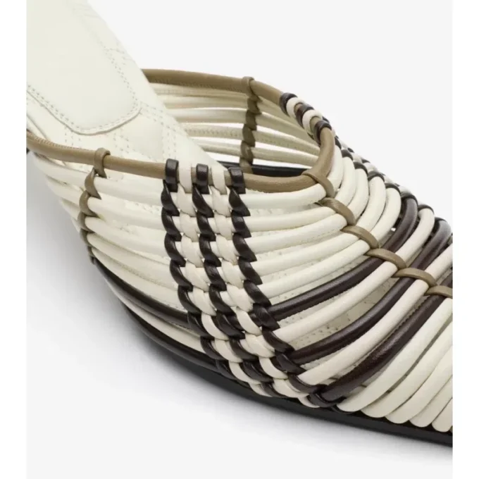 Mules de cuero tejido a cuadros Cameo Mules de cuero tejido a cuadros Cameo