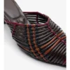 Mules de cuero tejido con estampado de cuadros