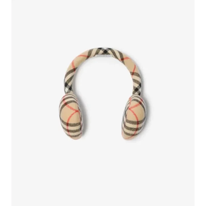 Orejeras de lana y cachemira con estampado de cuadros Orejeras de lana y cachemira con estampado de cuadros