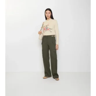 Pantalones cargo de Gabardine con ribetes a cuadros