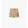 Pantalones cortos cargo de algodón con ribete a cuadros Pantalones cortos cargo de algodón con ribete a cuadros