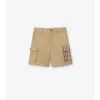 Pantalones cortos cargo de algodón con ribete a cuadros Pantalones cortos cargo de algodón con ribete a cuadros