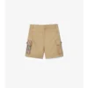 Pantalones cortos cargo de algodón con ribete a cuadros Pantalones cortos cargo de algodón con ribete a cuadros
