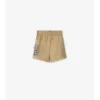 Pantalones cortos cargo de algodón con ribete a cuadros Pantalones cortos cargo de algodón con ribete a cuadros