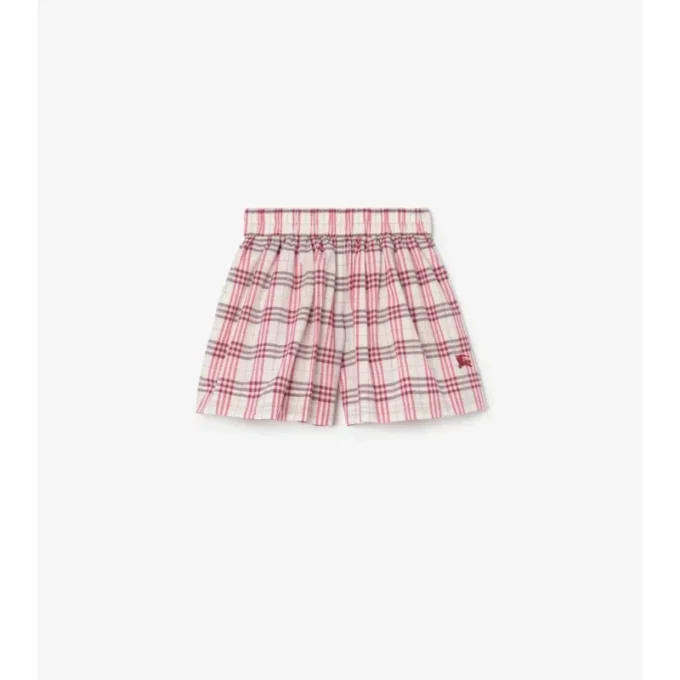 Pantalones cortos de algodón con estampado de cuadros Pantalones cortos de algodón con estampado de cuadros