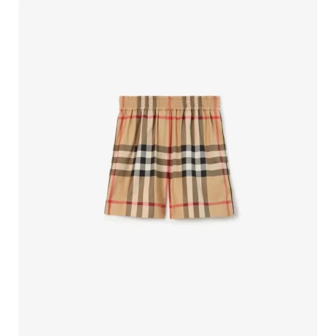 Pantalones cortos de algodón con estampado de cuadros Pantalones cortos de algodón con estampado de cuadros