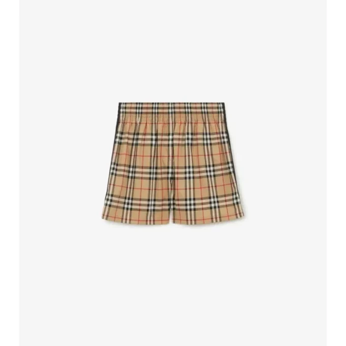 Pantalones cortos de algodón con estampado de cuadros Pantalones cortos de algodón con estampado de cuadros